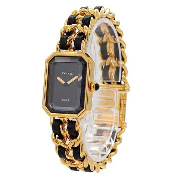 CHANEL Premiere Size L H0001 Vintage Quartz Black Dial Ladies Watch 90285966 - Picture 1 of 6